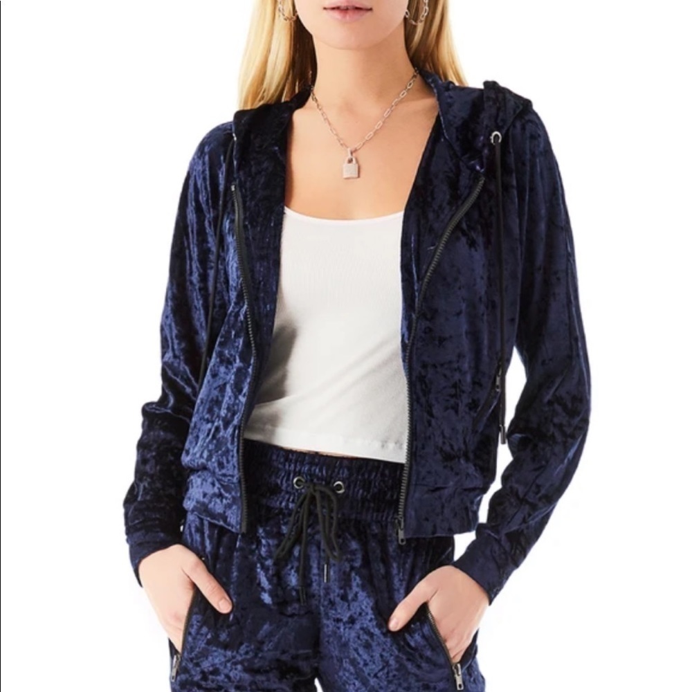 NWT EMMA & SAM VELVET ZIP UP HOODIE
